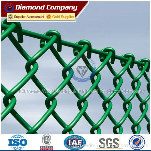 PVC coated/galvanized 9 gauge chain link wire mesh fence(ISO,BV)